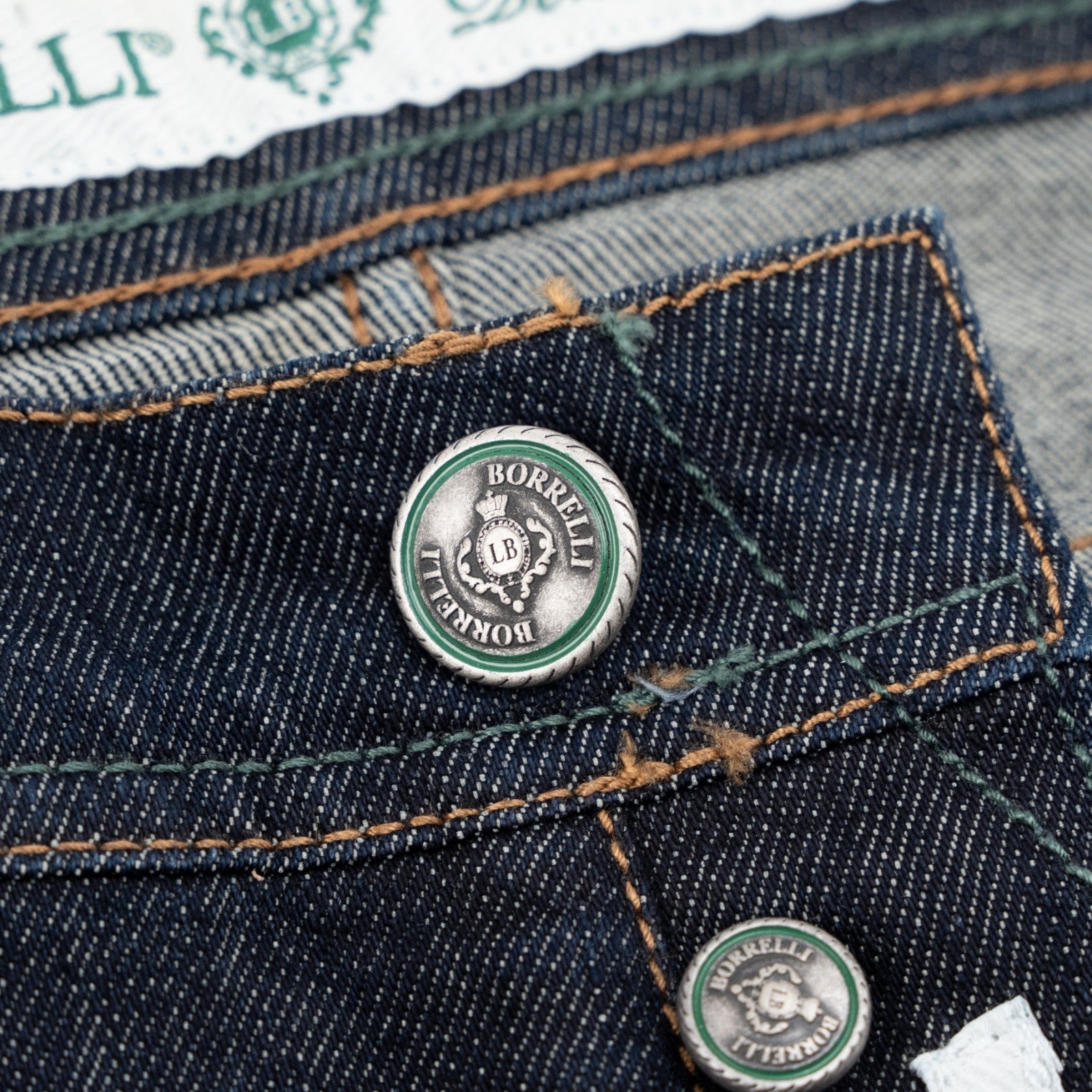 415$ LUIGI BORRELLI NAPOLI Dark Blue Denim Jeans Pant Raw Cotton 37 US / 53 EU