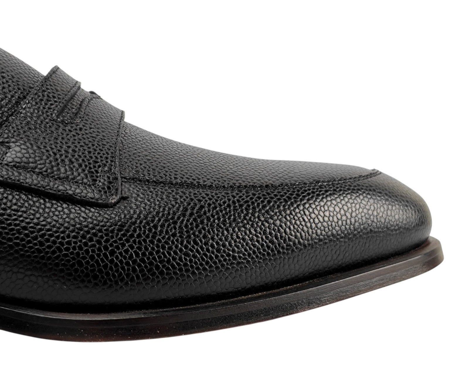 1200$ TESTONI Penny Loafer Shoes Micro Grain Calf Black 8 UK / 9 US / 42 IT