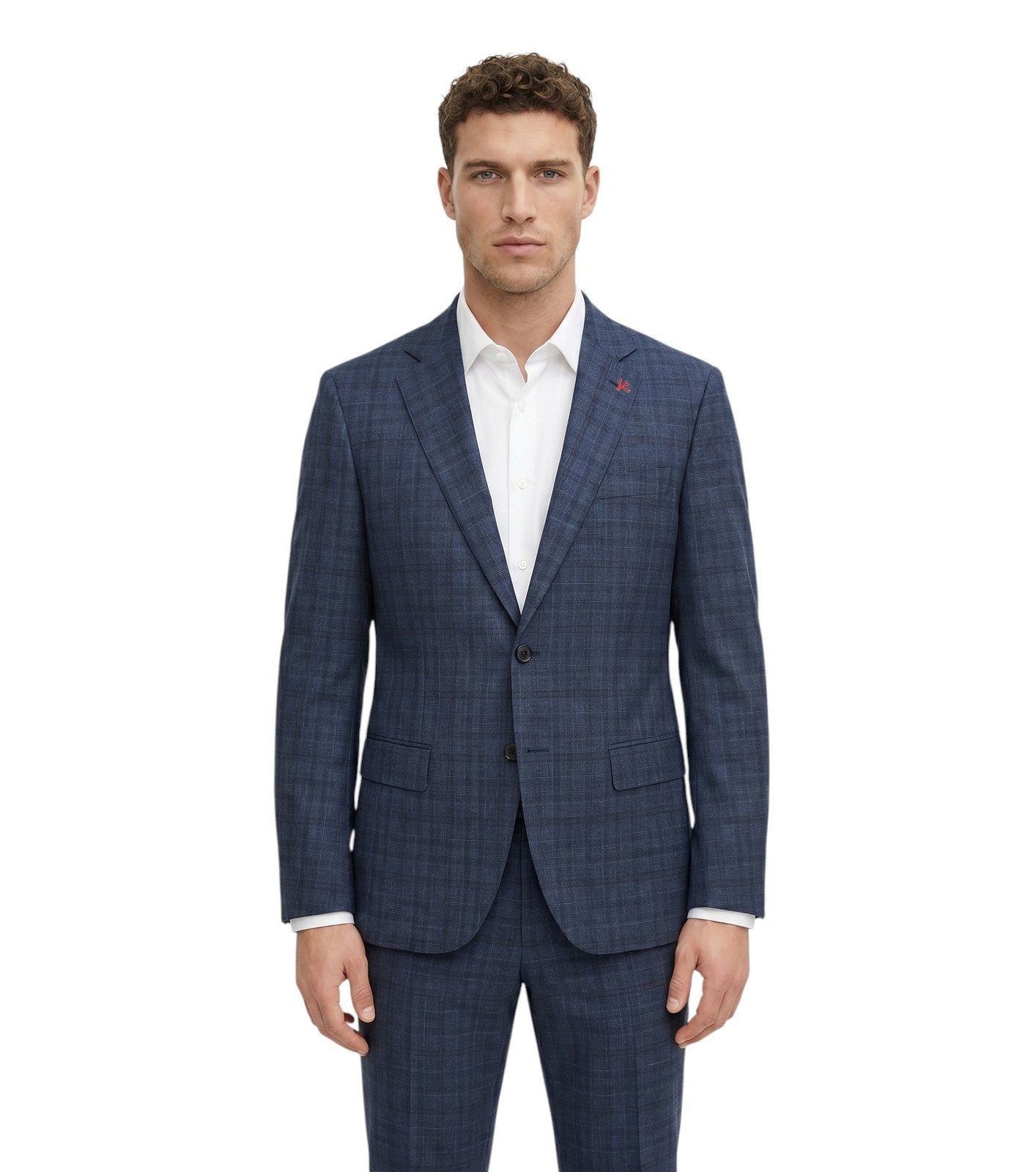 $6800 ISAIA "Sanita" Blue Navy Hand-Sewn Suit Wool Glen Plaid 42 US / 52 EU  8R