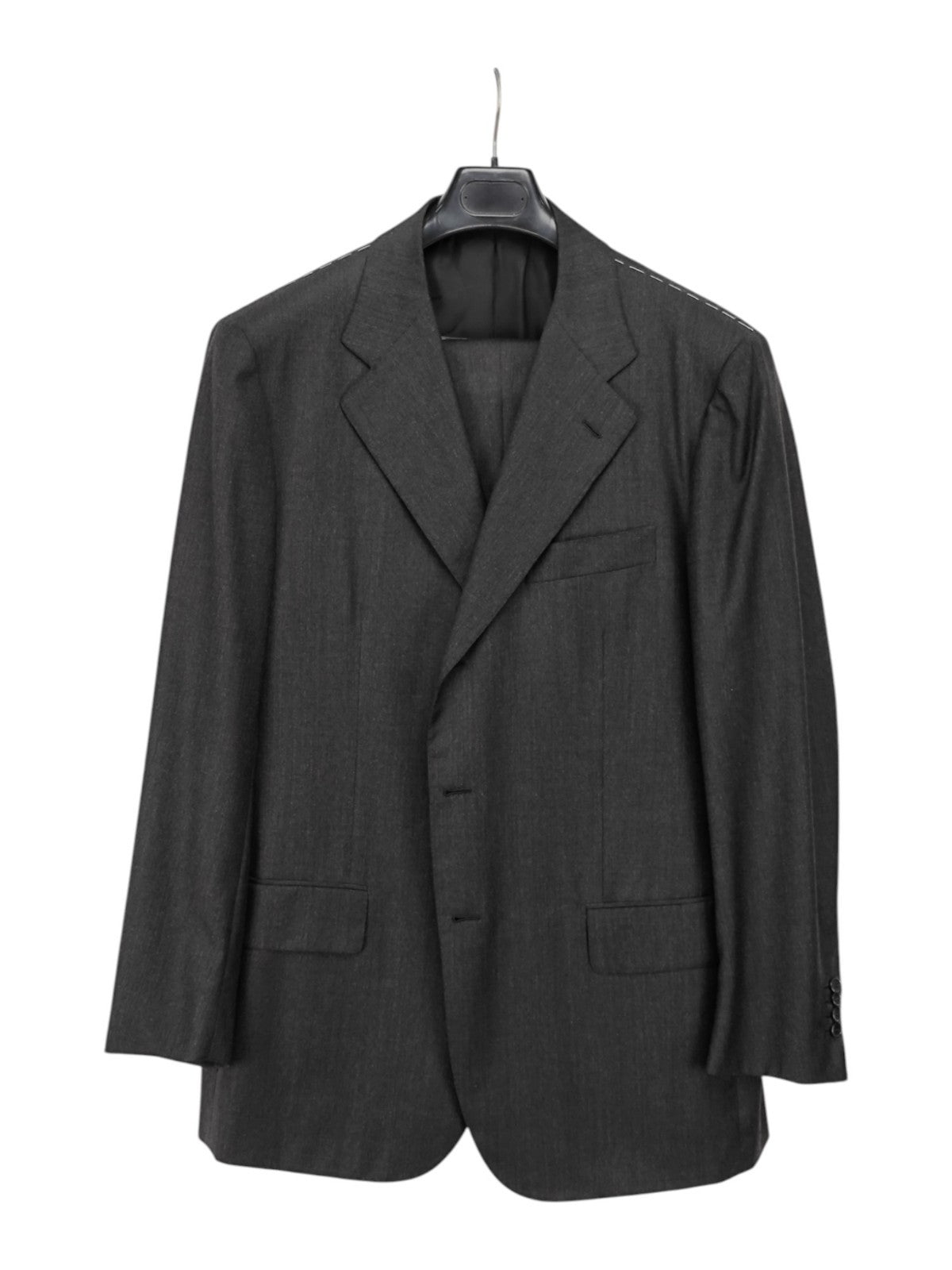 $4490 FRANCK NAMANI by CESARE ATTOLINI Gray Suit Fine Wool 150's 44 US / 54 EU