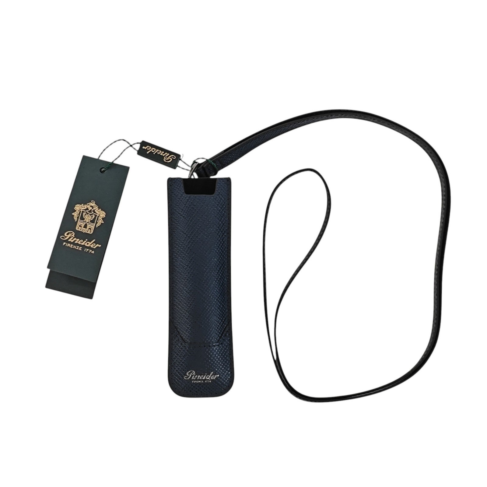 150$ PINEIDER FIRENZE 1774 Pen Holder Saffiano Anti-Scratch Calf Lux Blue Navy