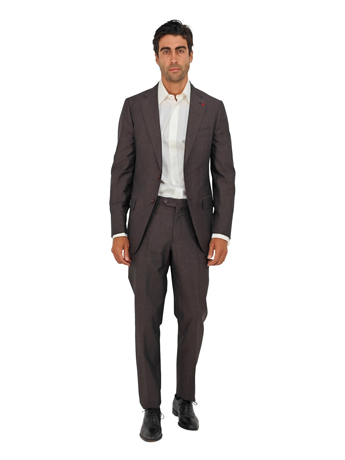$6200 ISAIA "Gregorio" Brown Magenta Hand-Sewn Suit Wool & Linen 42 US 52 EU 8R
