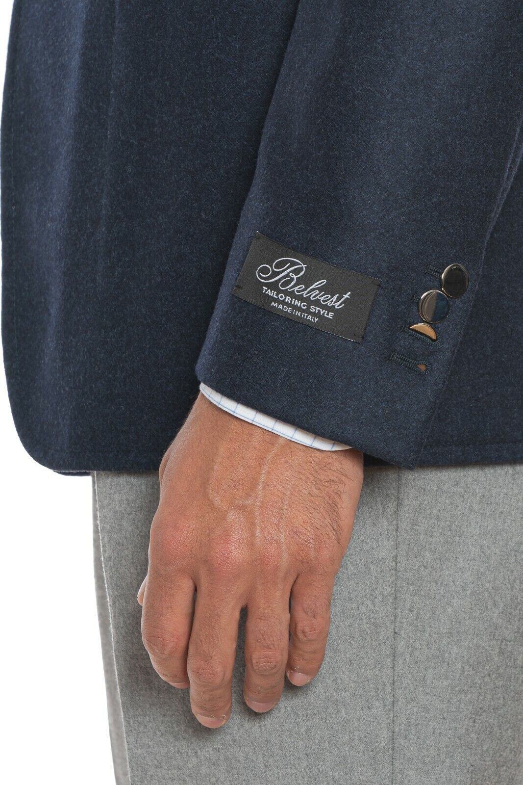 $2650 BELVEST Blue Blazer Jacket Flannel Wool 40 US / 50 EU 7R JACKETINTHEBOX