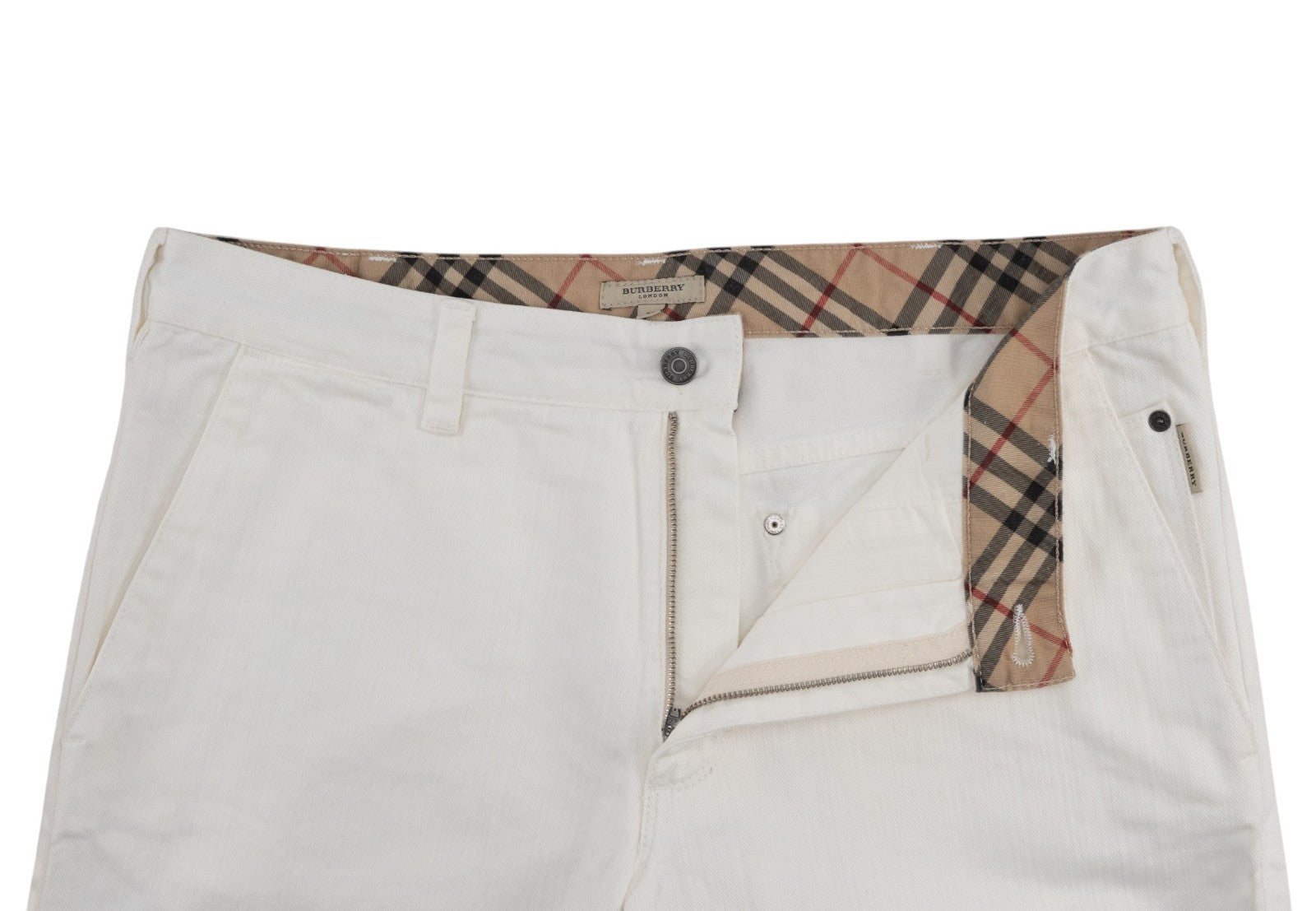700$ BURBERRY White Pant 5 Pocket Denim Cotton Straight 36 US / 52 EU