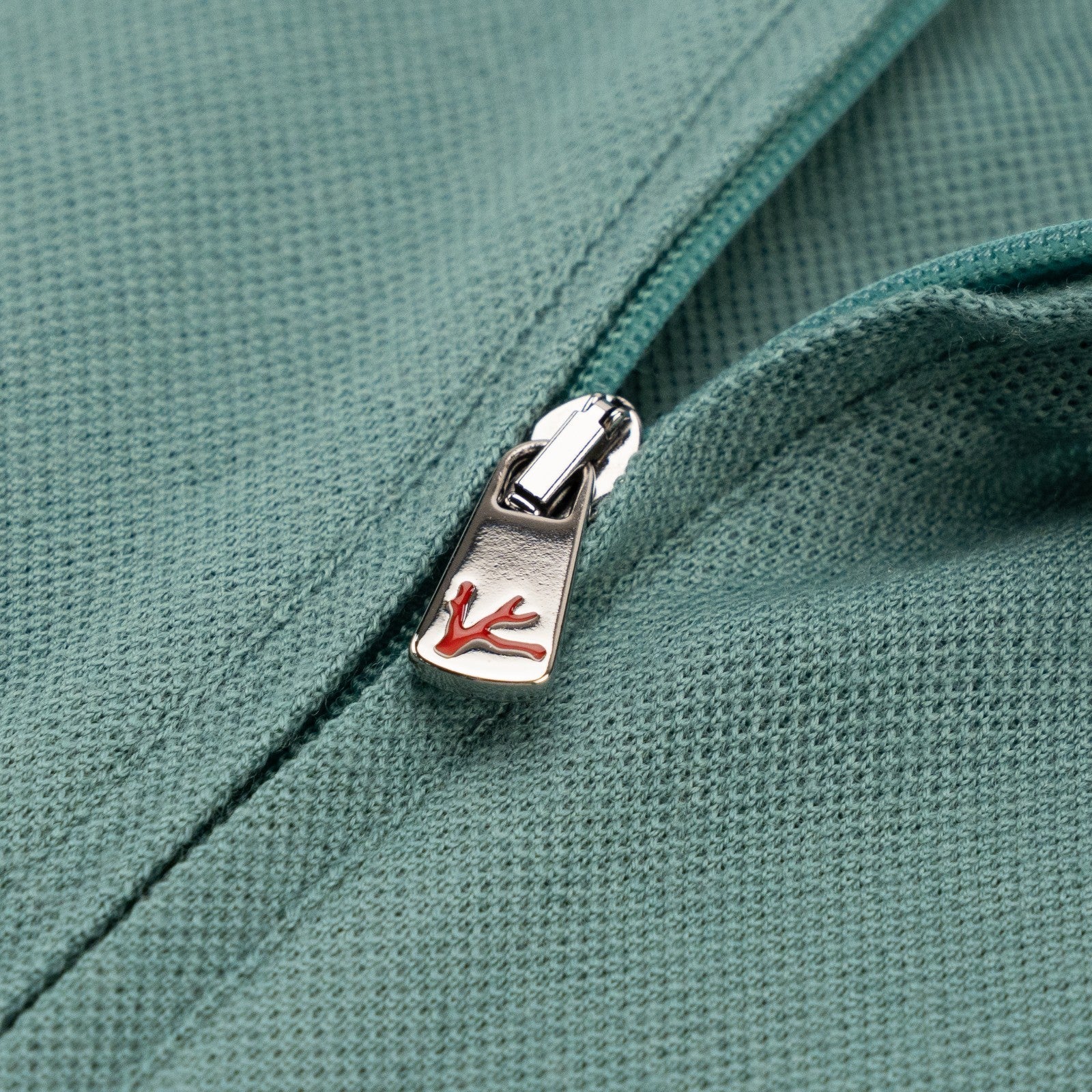 1100$ ISAIA NAPOLI Aquamarine Polo Zip Short Sleeve Knit Wool Size XL