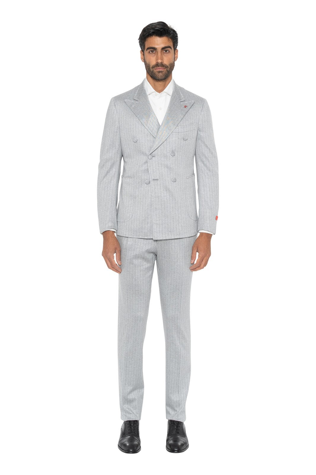 $5200 ISAIA "Capri" Gray Comfort Suit Jersey Cotton & Silk 36 US / 46 EU  8C
