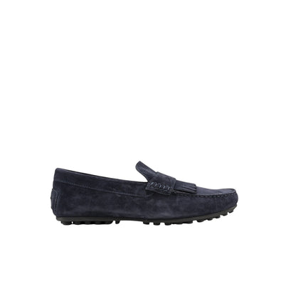 1200$ TESTONI "Portocervo" Driver Loafer Shoes Suede Calf Navy 8 UK 9 US / 42 IT