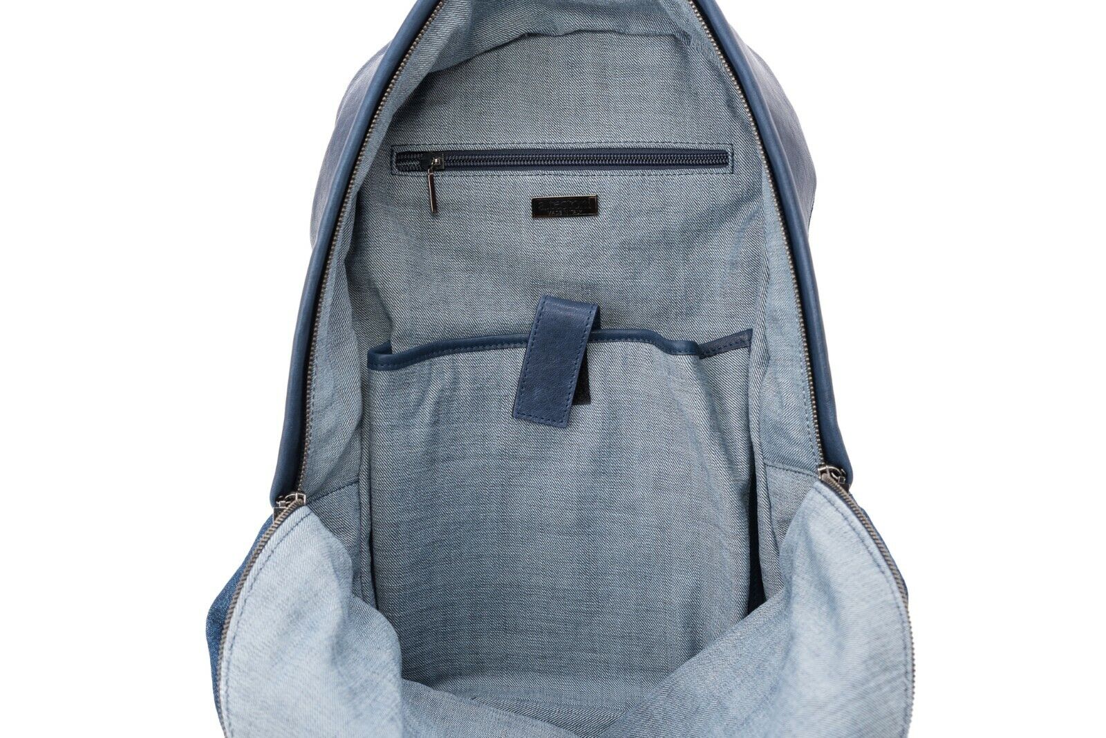 $960 Testoni Bologna Blue Indigo Luxury Backpack Jeans Denim + Washed Lambskin