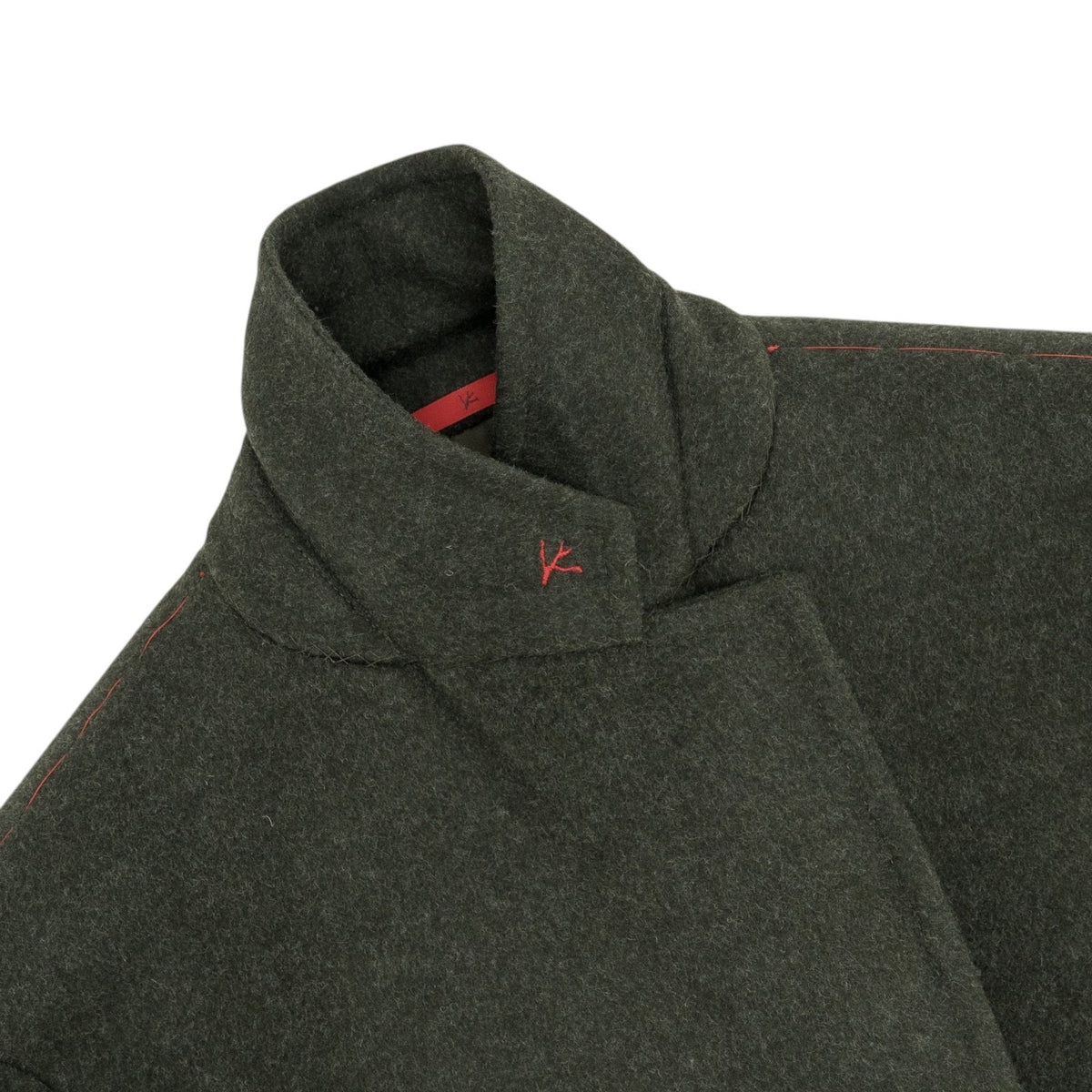 $7100 ISAIA NAPOLI Dark Green Overcoat Flannel Wool 36 US / 46 EU