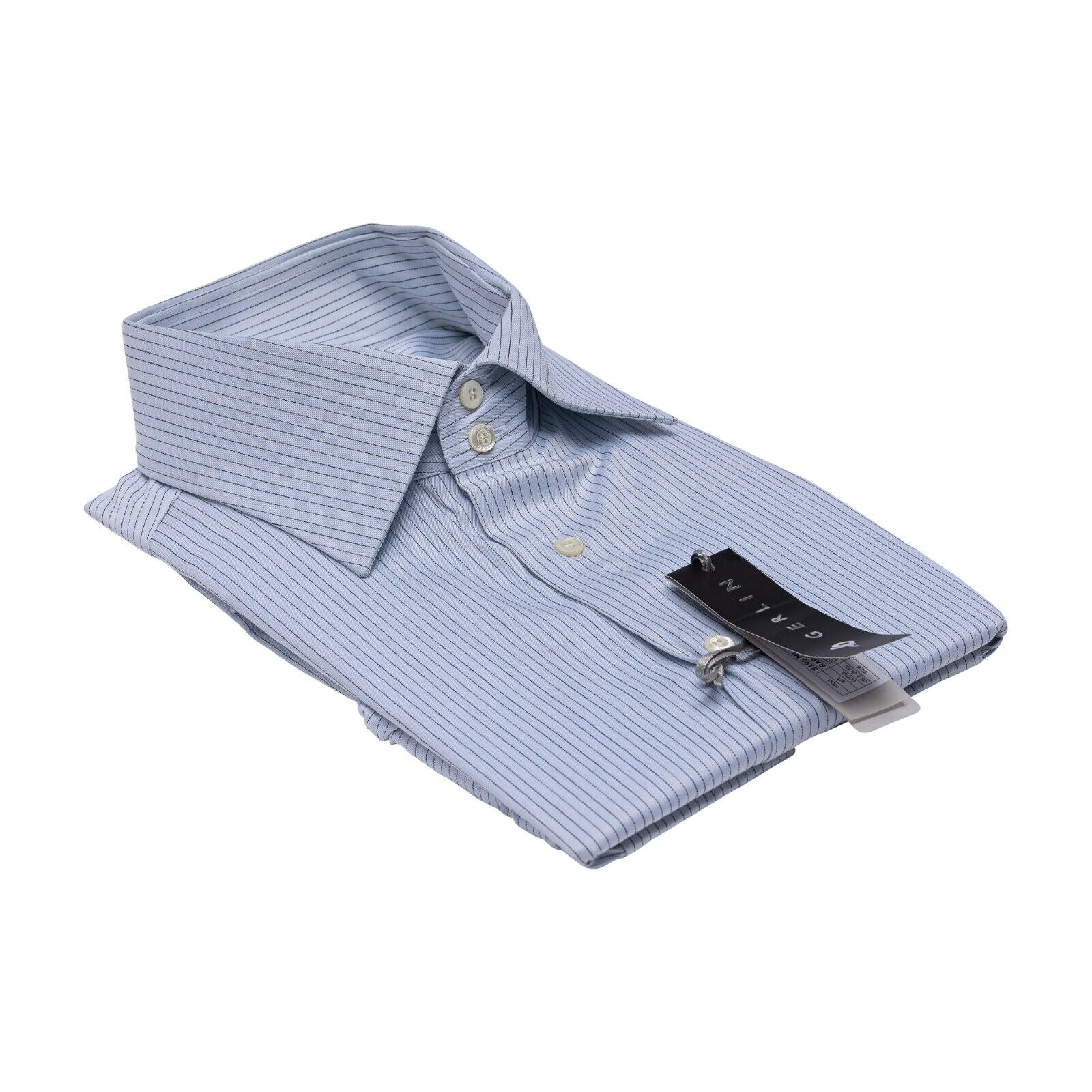 690$ LUXURY GERLIN Shirt White Striped Twill Cotton 16 - 41   2AG ZILLI