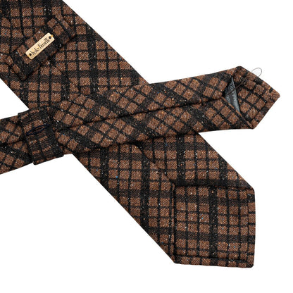 $290 ITALO FERRETTI Tie Check Brown 100% Wool Handmade in Italy BIJAN