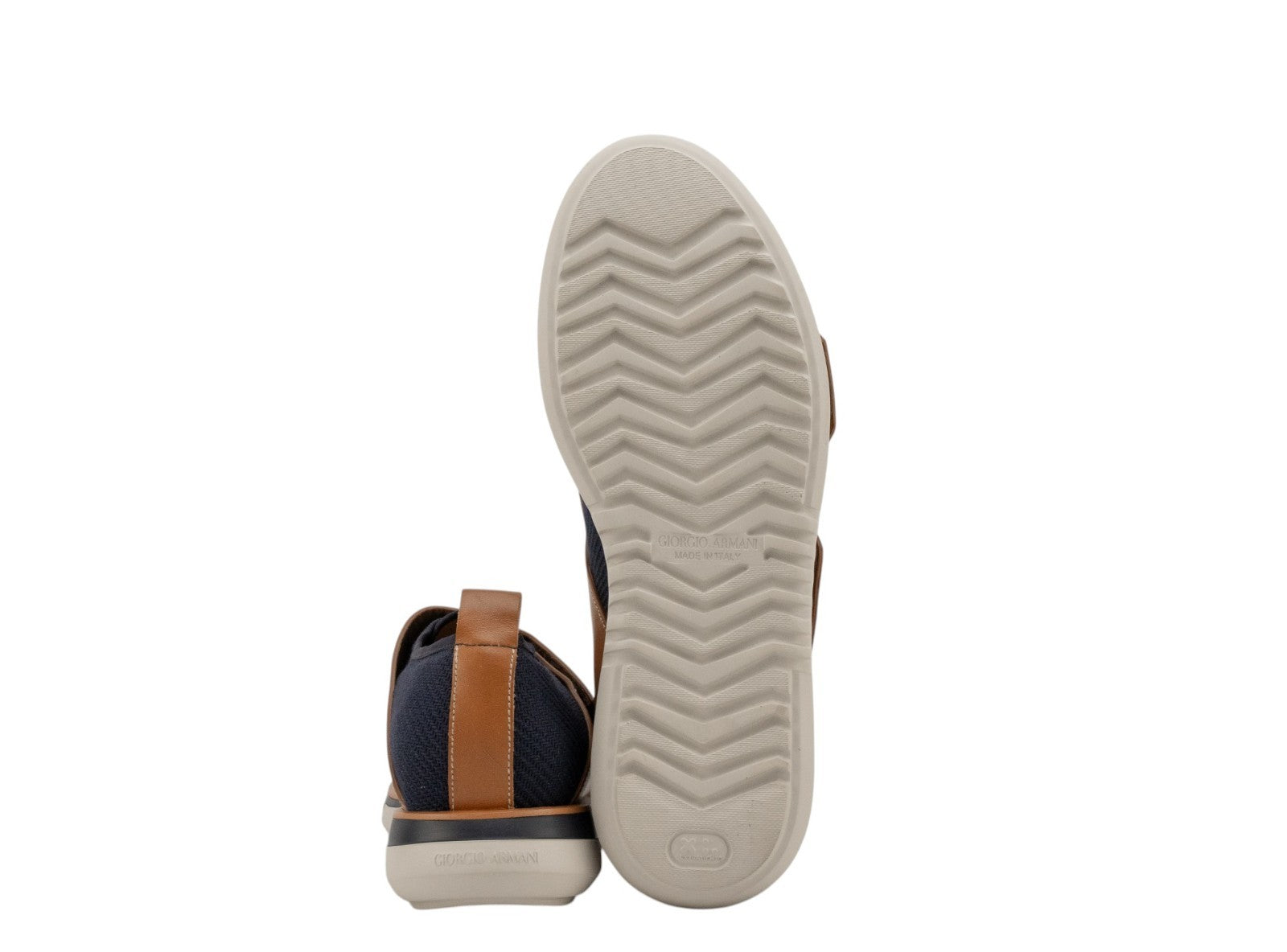 1120$ GIORGIO ARMANI Shoes Sneakers Blue Brown Canvas Leather 10 UK  11 US 44 IT