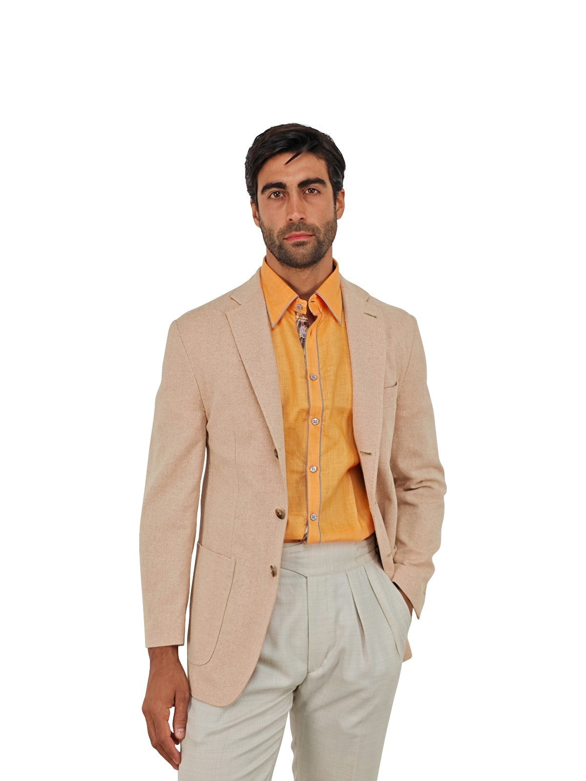 $1490 RUBINACCI NAPOLI Beige Pink Unlined Jacket Sport Coat 100% Raw Silk