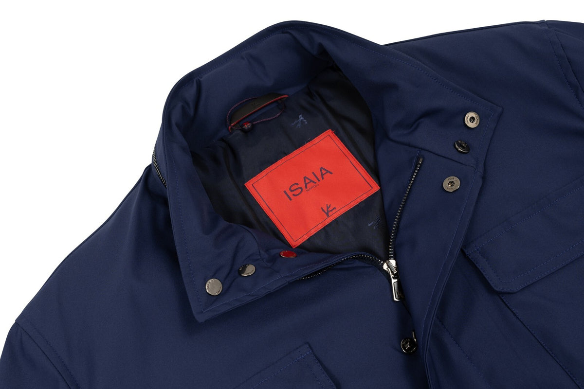 2800$ ISAIA NAPOLI Blue Field Jacket Techno Wool & Silk 38 US / 48 EU