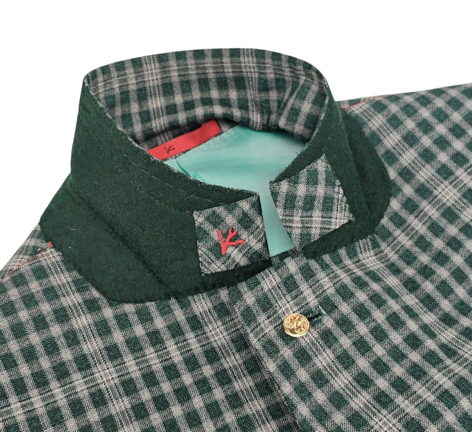$5250 ISAIA NAPOLI "Capri" Green Checks Sport Coat Fine Wool 42 US / 52 EU 8R