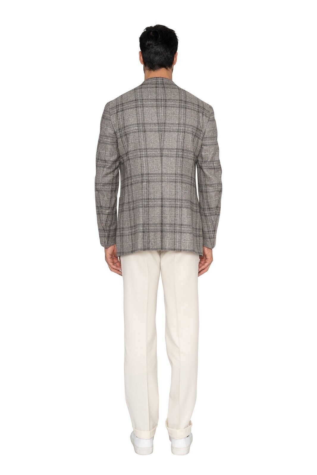 $6500 ISAIA NAPOLI Gray Checks Jacket Sport Coat 100% Cashmere  40 US / 50 EU