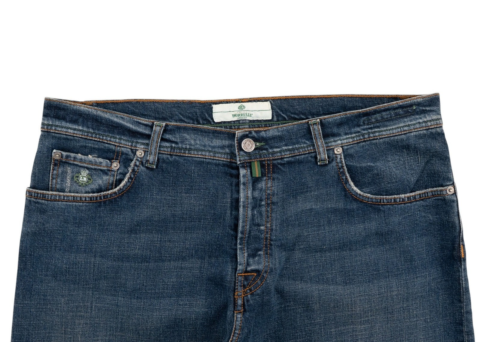 415$ LUIGI BORRELLI NAPOLI Dark Blue Denim Jeans Pant Twill Cotton Made in Italy