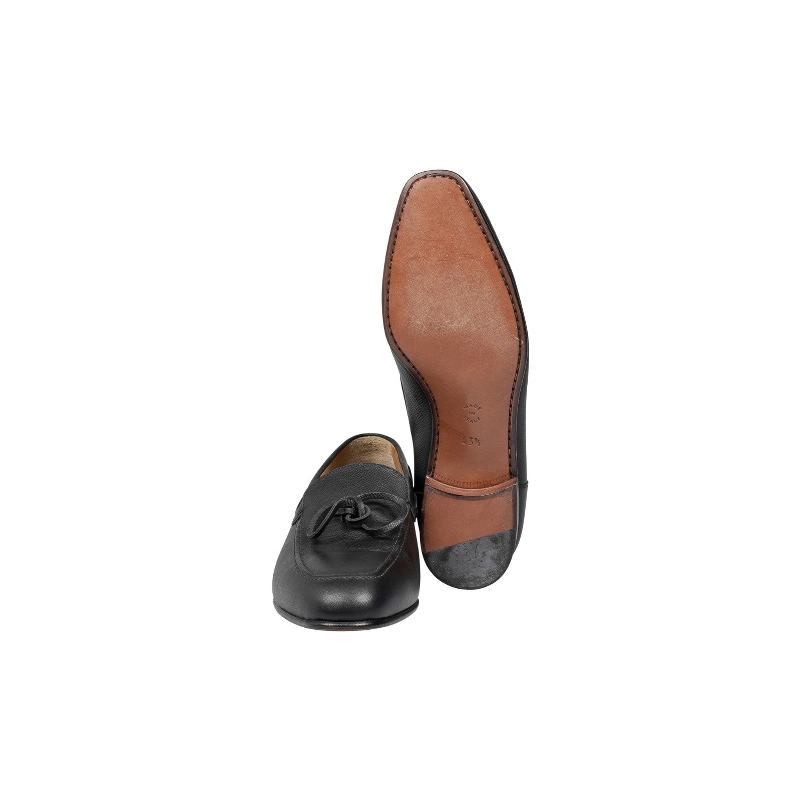950$ RUBINACCI Napoli Black Grain Leather Tassel Loafers Slip-On Dress Shoes