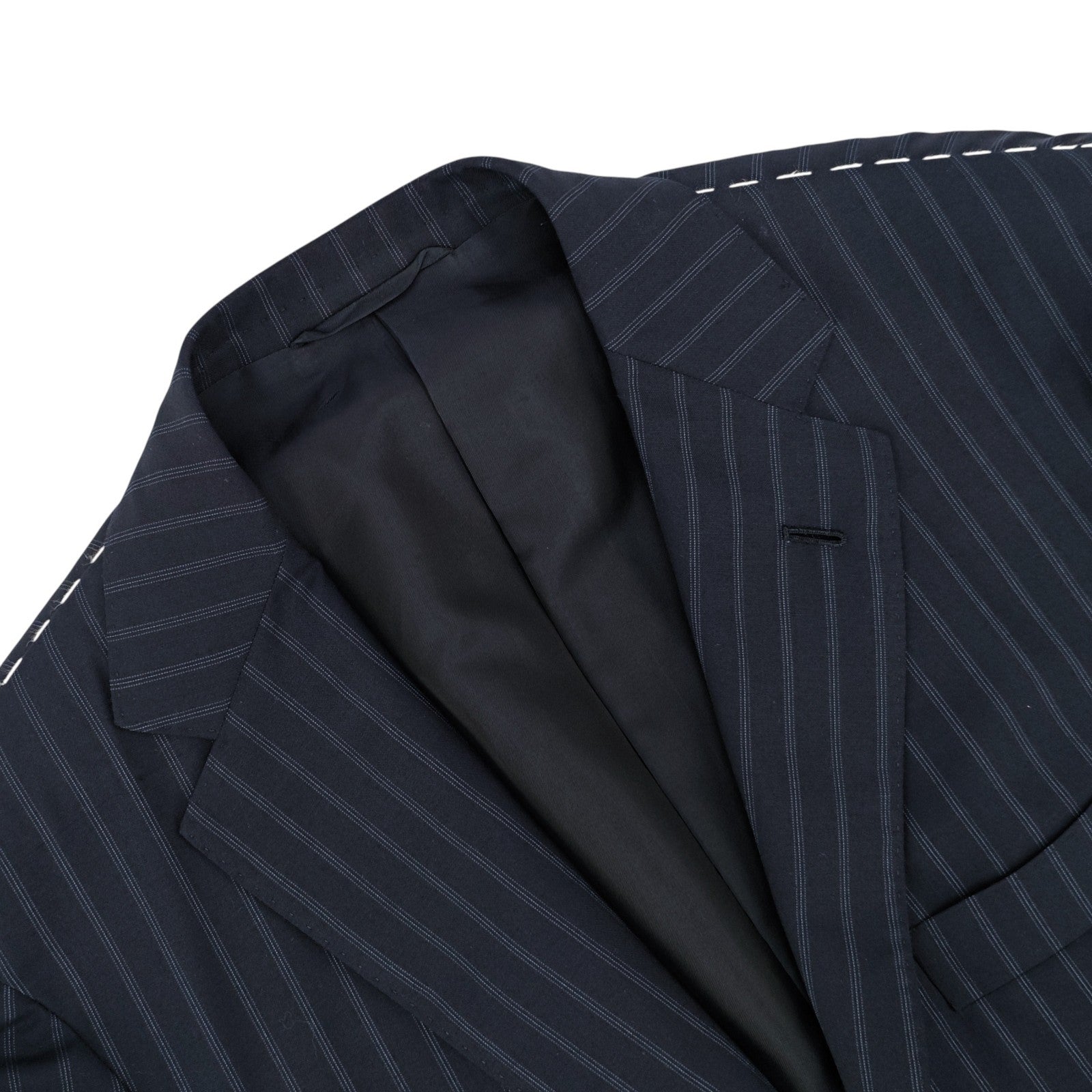 2800$ SARTORIO NAPOLI by KITON Blue Handmade Suit Wool Pinstripe 40 US 50 IT