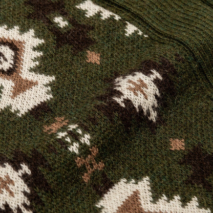 $2200 FEDELI CASHMERE Green Belted Cardigan Jacquard Baby Alpaca 40 US / 50 EU