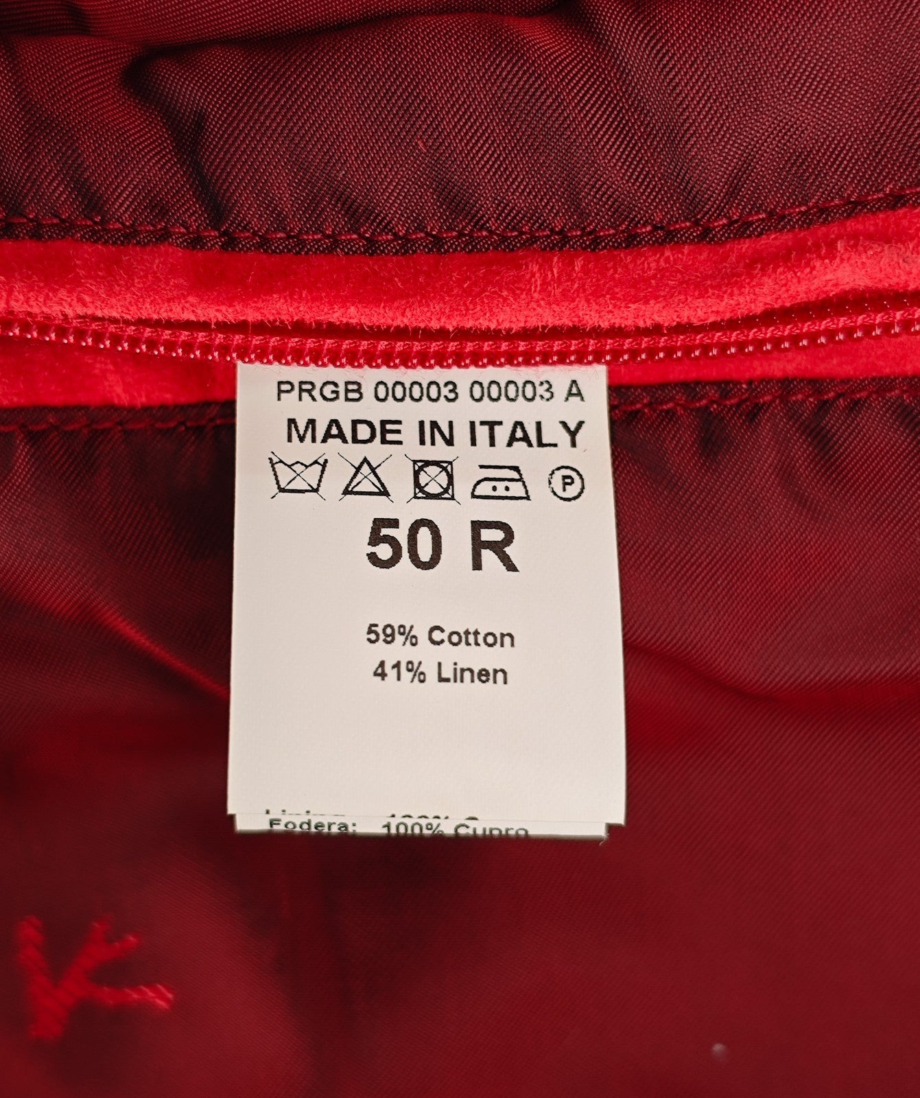 $3250 ISAIA NAPOLI "Varsity" Bomber Jacket Red Brushed Velvet Cotton - Linen