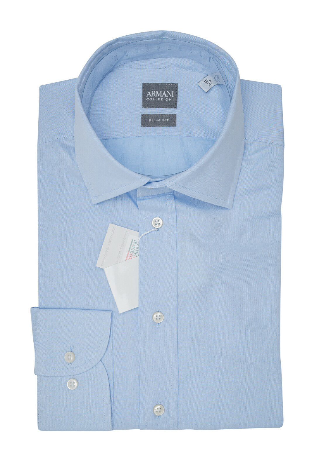 189$ GIORGIO ARMANI COLLEZIONI Modern Dress Shirt Cotton Light Blue Slim Fit  8L
