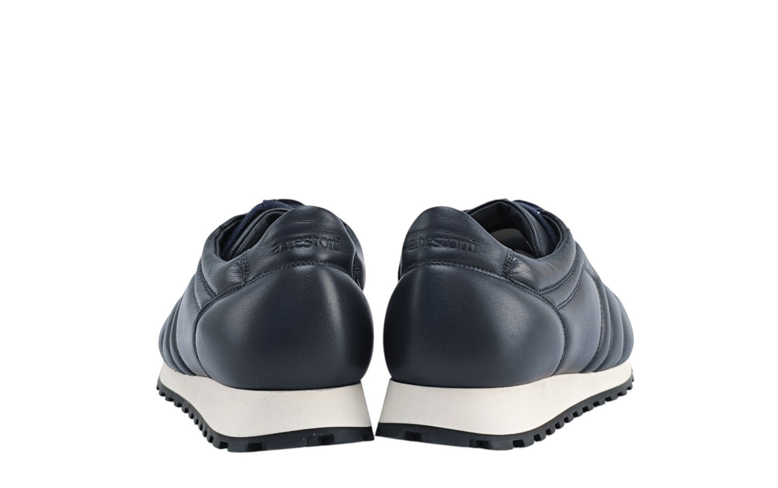 $850 TESTONI BOLOGNA Blue Navy Padded Sneaker Shoes Sport Nappa