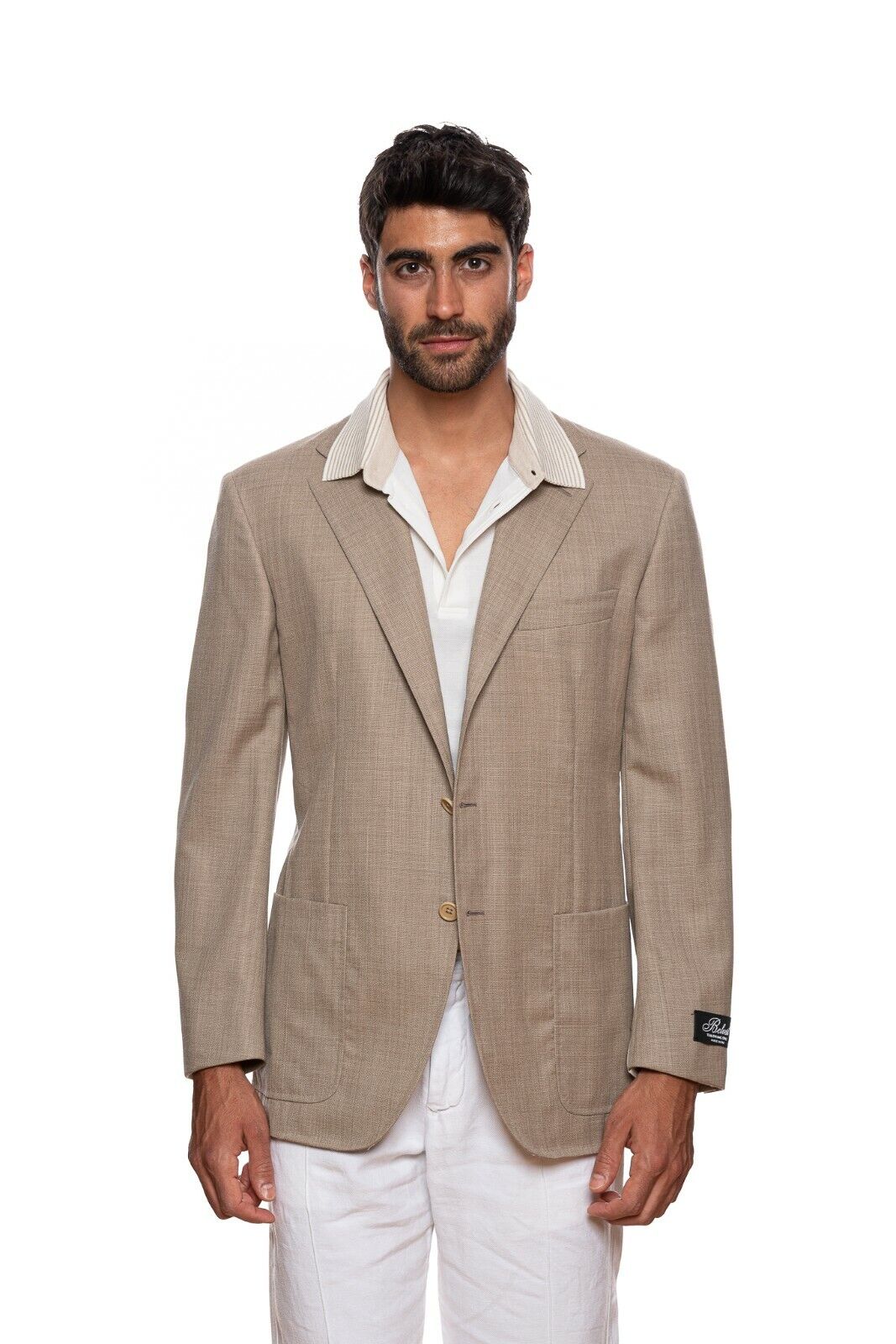 BELVEST Light Beige Wool Super 120's Jacket Blazer 40 US / 50 EU 7 R