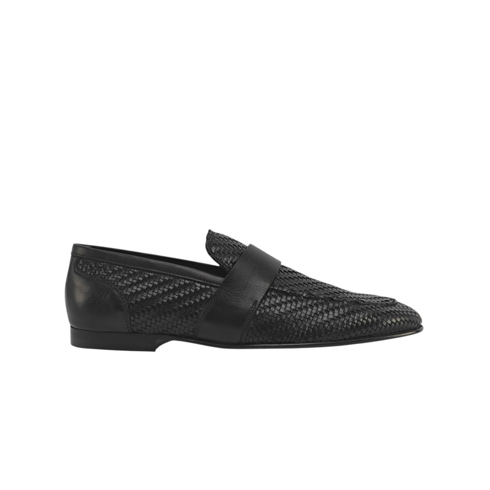 1300$ TESTONI BOLOGNA Loafer Shoes Woven Calf Black 8 UK / 9 US / 42 IT