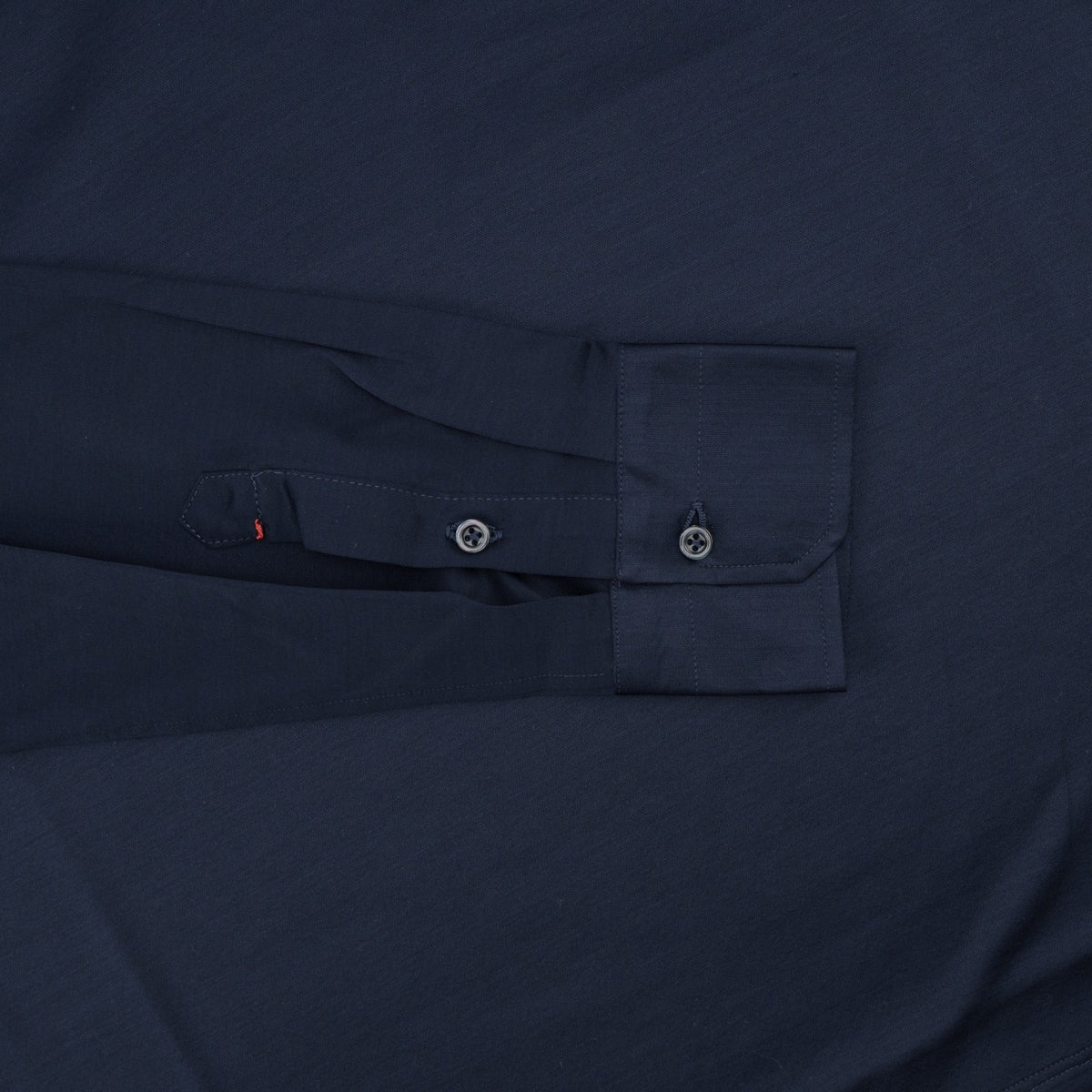 850$ ISAIA Blue Navy Camp Collar Polo Long Sleeve 100% Cotton Lisle Size M