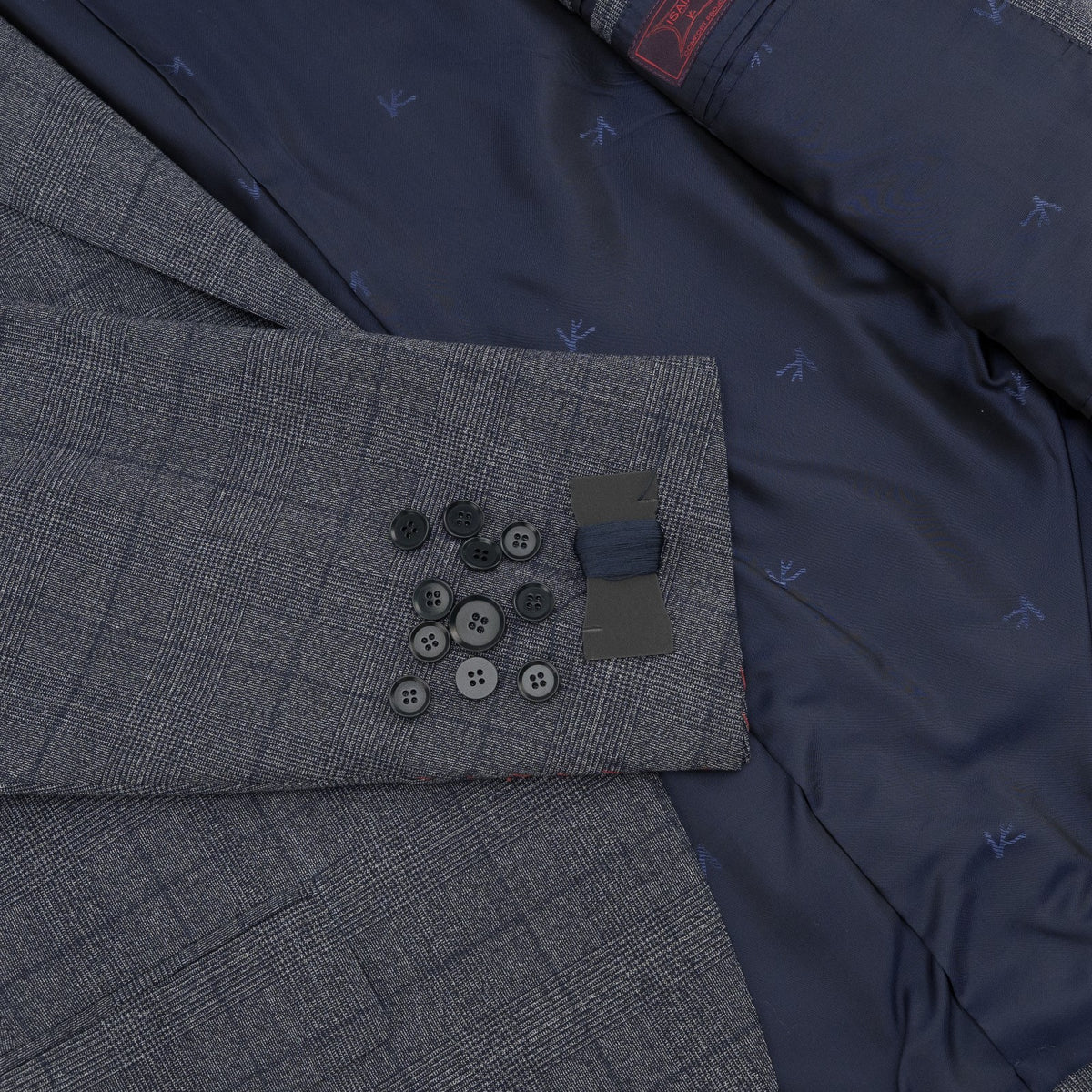 $6600 ISAIA "Sanita" Blue Suit Wool Glen Plaid Comfort Project 44 US / 54 EU 7R