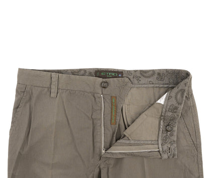 780$ ETRO MILANO Taupe Gray Fine Cotton Pant Straight Leg Made in Italy