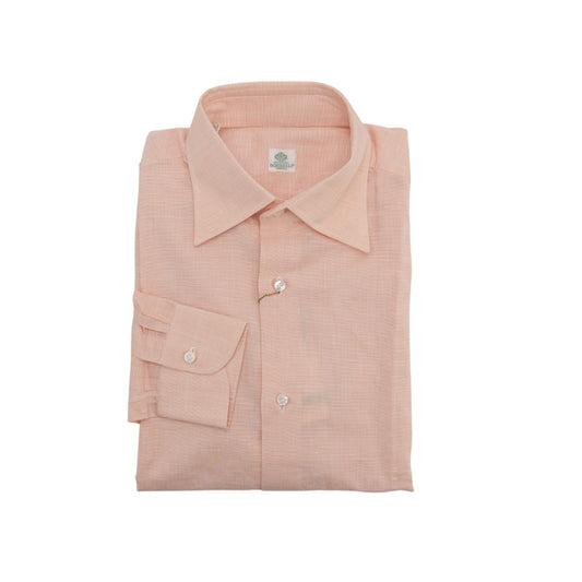 450$ LUIGI BORRELLI Dress Shirt Solmon Pink 100% Cotton 8 Hand Steps 15.5-39