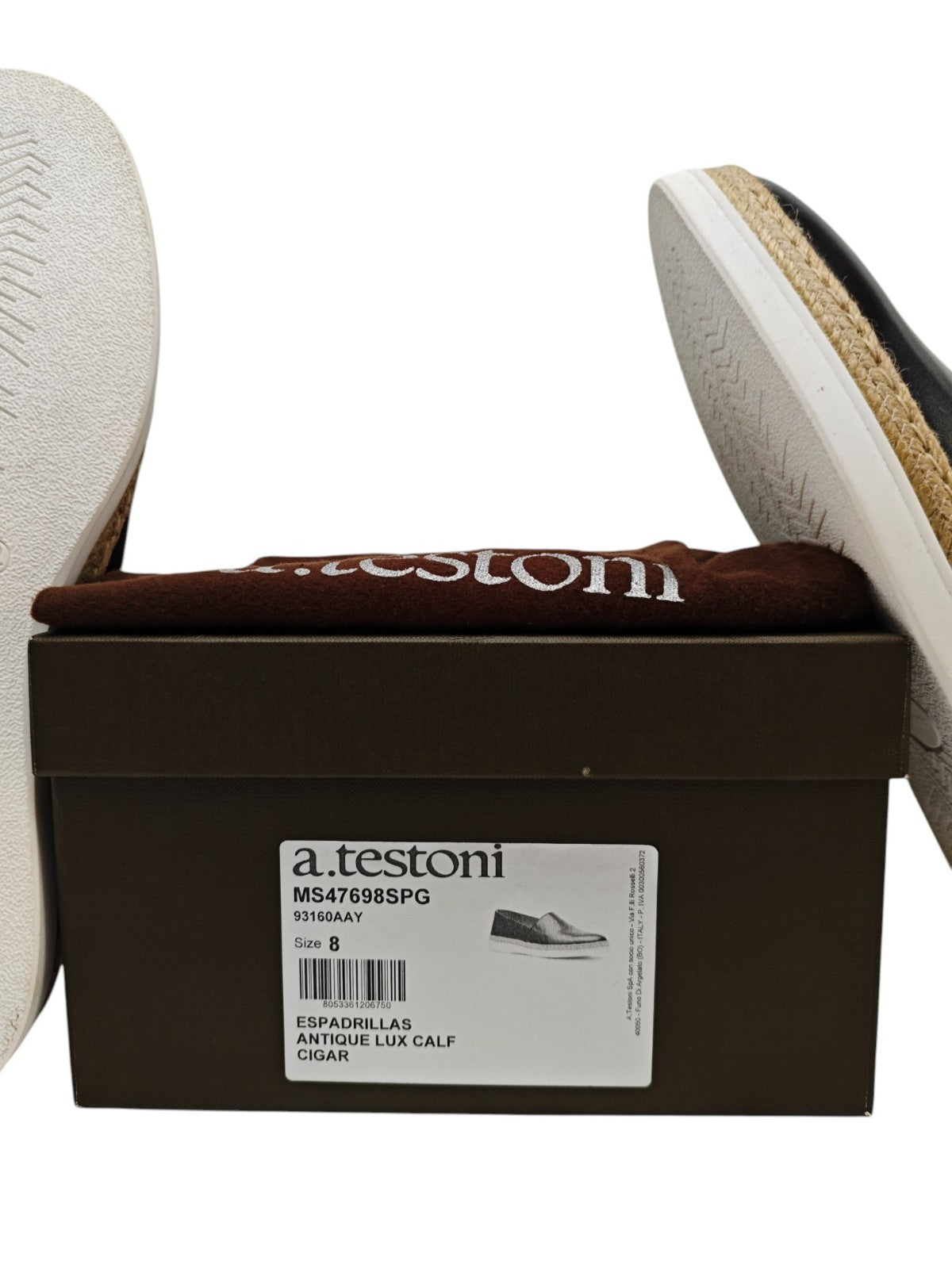 900$ TESTONI Espadrillas Sneaker Shoes Lux Calf Cigar 8 UK / 9 US / 42 IT