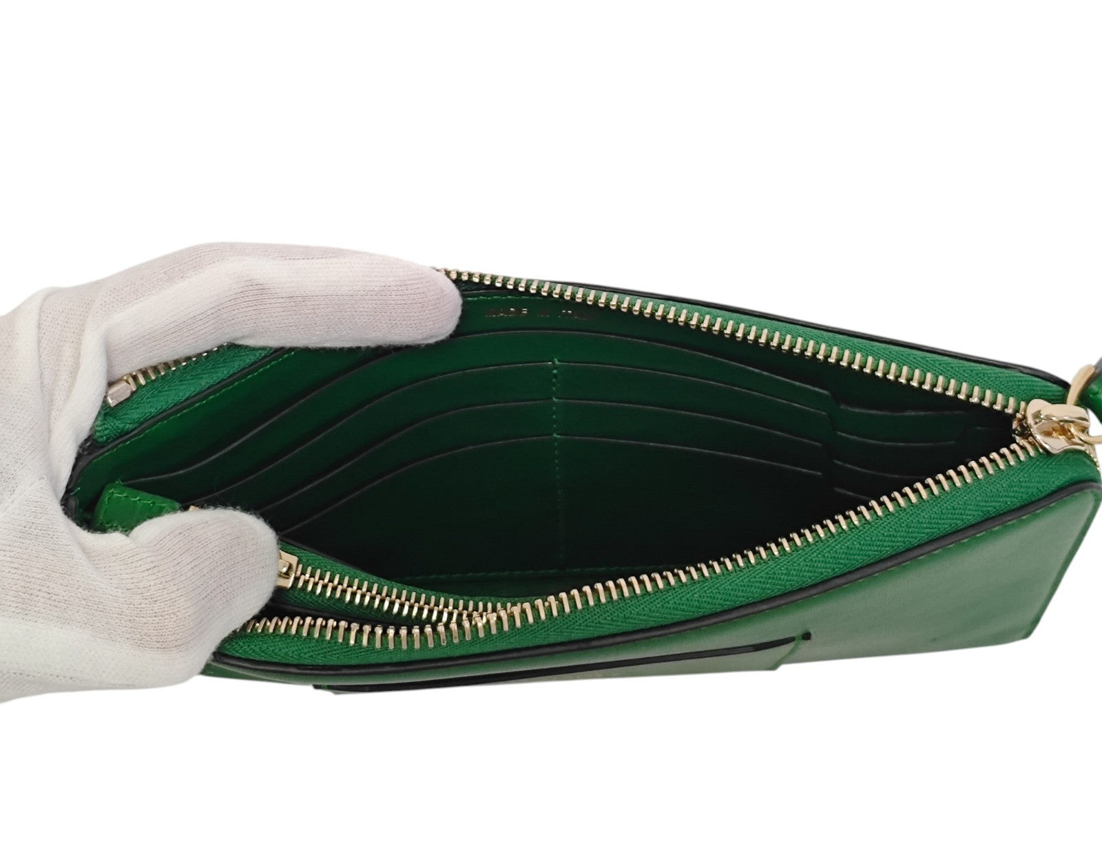 565$ PINEIDER FIRENZE Zip Around Wallet Green Smooth Calf Leather Green