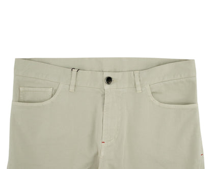 850$ ISAIA NAPOLI Light Gray 5 Pocket Pant Cashmere Cotton Slim Fit