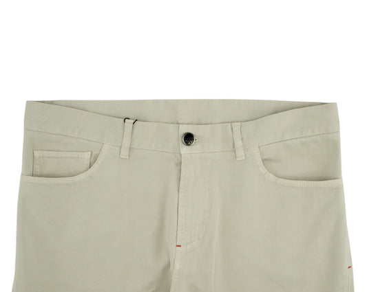 850$ ISAIA NAPOLI Light Gray 5 Pocket Pant Cashmere Cotton Slim Fit