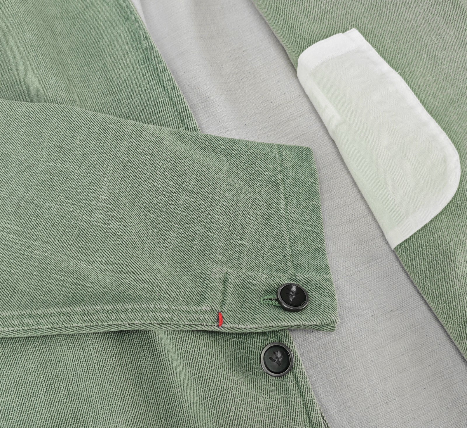 $4250 ISAIA "Gregorio" Washed Green Sport Coat Denim Cotton 38 US / 48 EU R