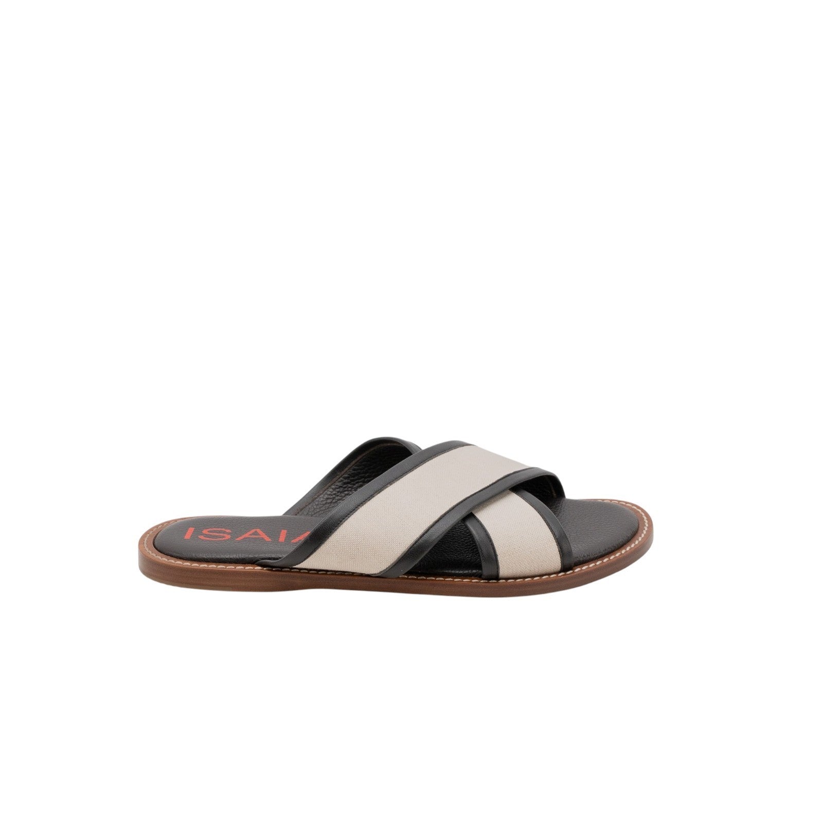 700$ ISAIA NAPOLI Sandal Shoes Canvas Leather Ivory Brown 9 UK - 10 US - 43 IT