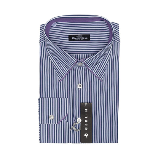 690$ LUXURY GERLIN Shirt Point Collar Violet Cotton 16 - 41  - 8A BIJAN