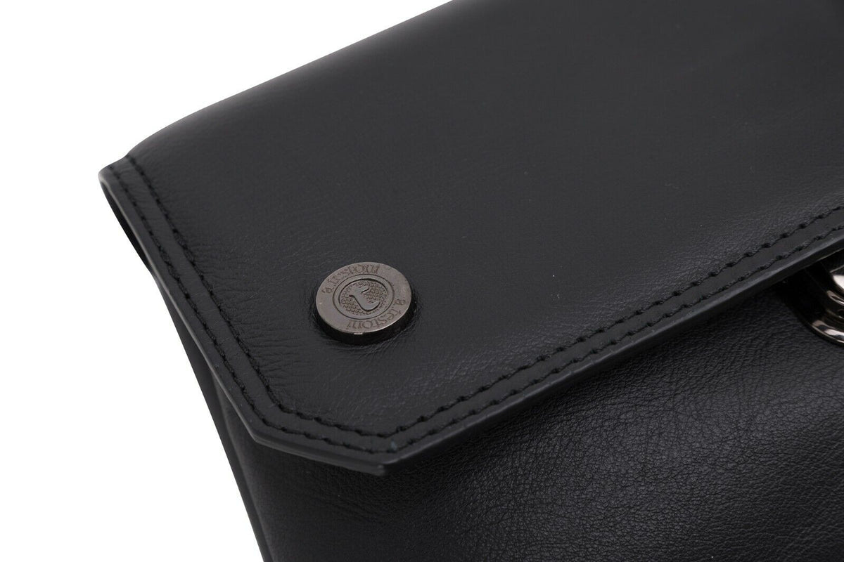 $390 Testoni Bologna Black Easy Calf Hand Clutch Bag Padlock with Keys