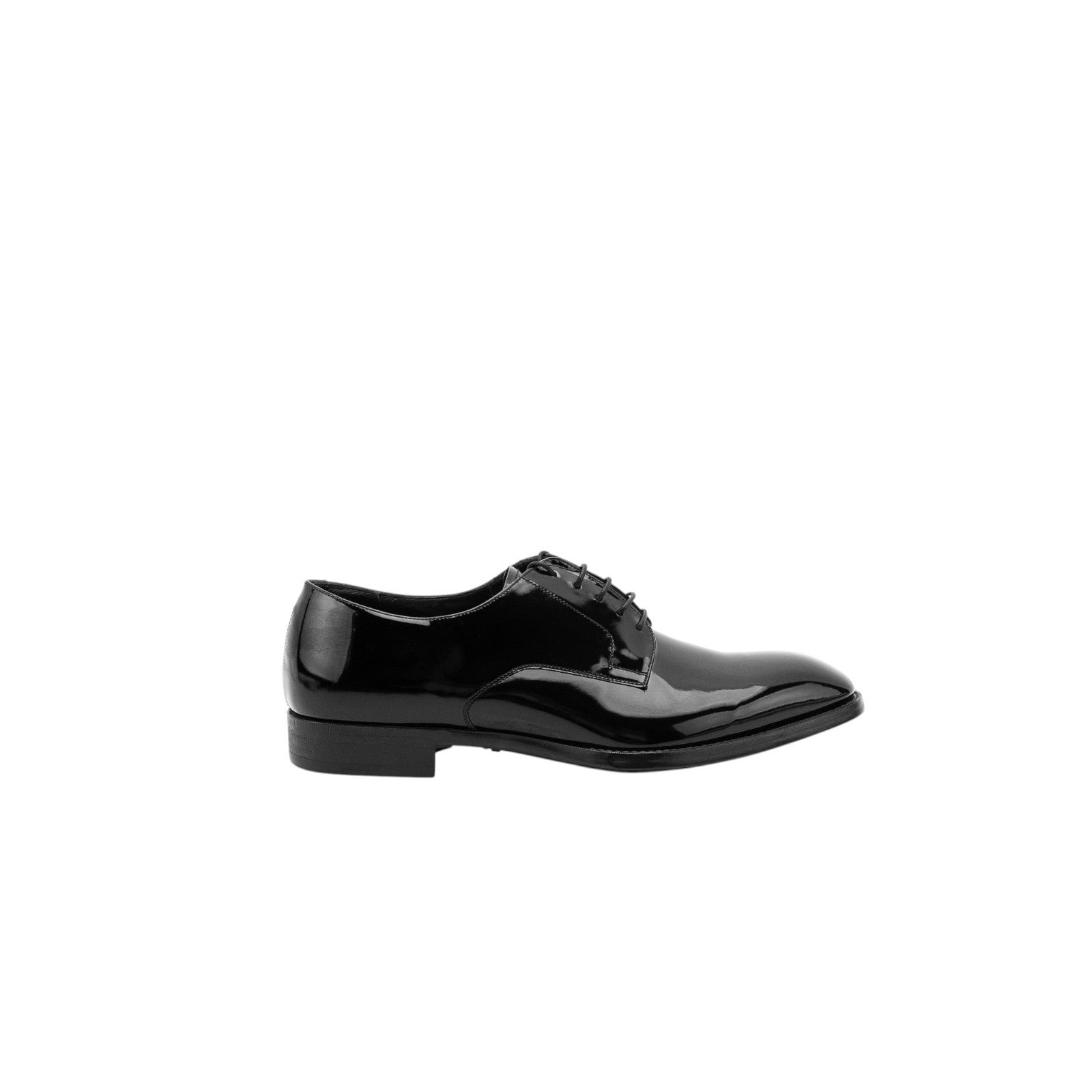 1220$ GIORGIO ARMANI Derby Shoes Black Patent Leather 8 UK 10 US 42 IT
