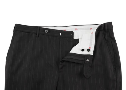 $6600 ISAIA "Gregorio" Black Hand-Sewn Suit Fine Wool Striped 46 US / 56 EU 8R