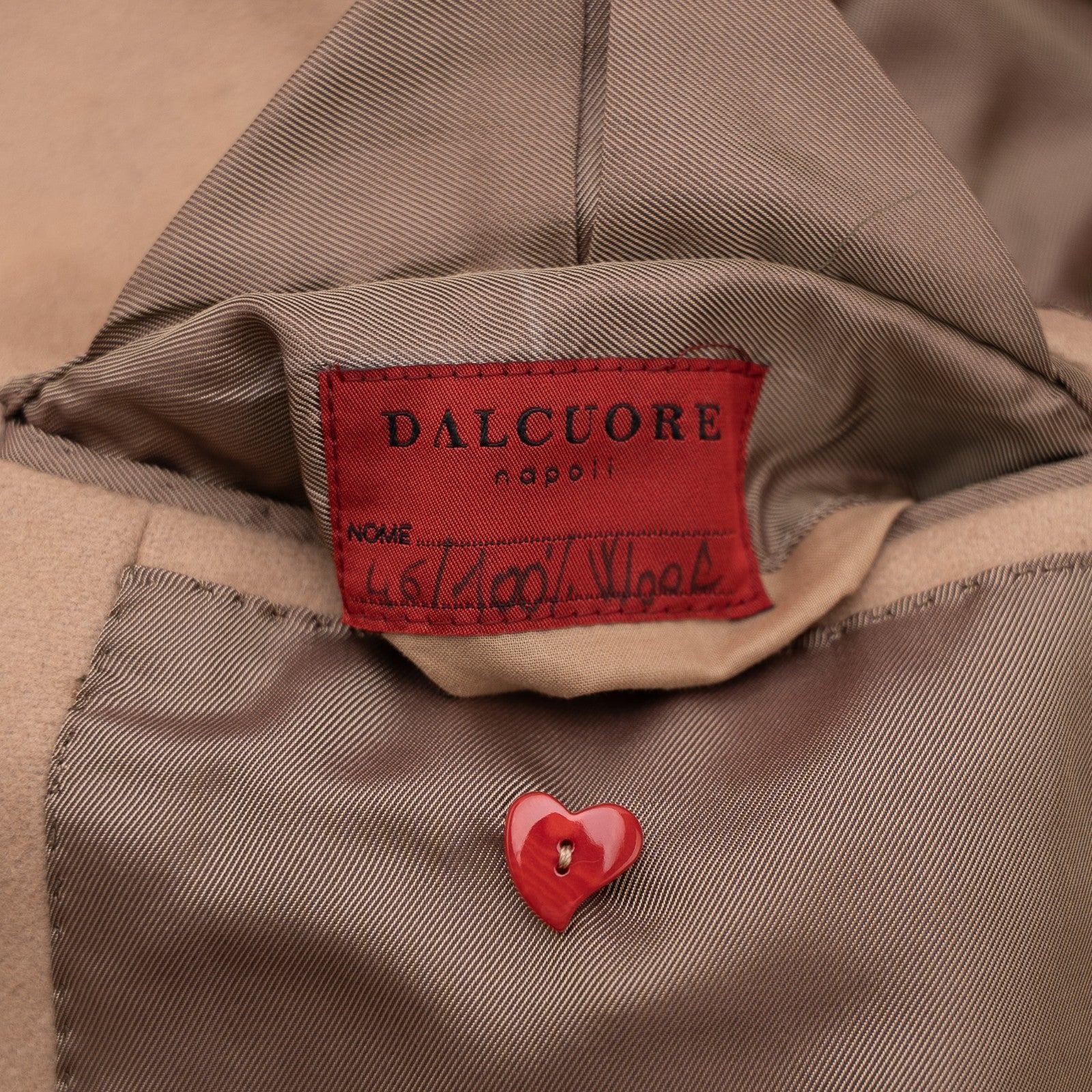 Sartoria DALCUORE NAPOLI Camel Hand-Sewn Overcoat Coat Heavy Wool 36 US / 46 EU