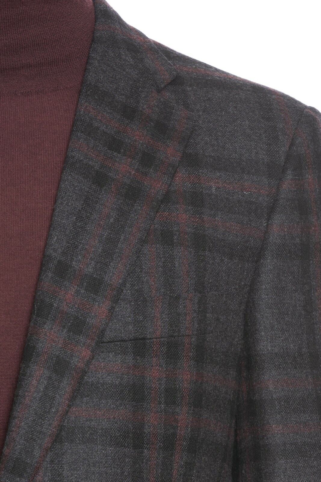$2390 BELVEST Dark Gray Flannel Wool Cashmere Check Jacket 40 US / 50 EU Drop 7R