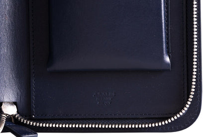 ARALDI MILANO 1930 Ocean Blue TAMPONATO Leather Clutch Bag Travel Wallet Handbag