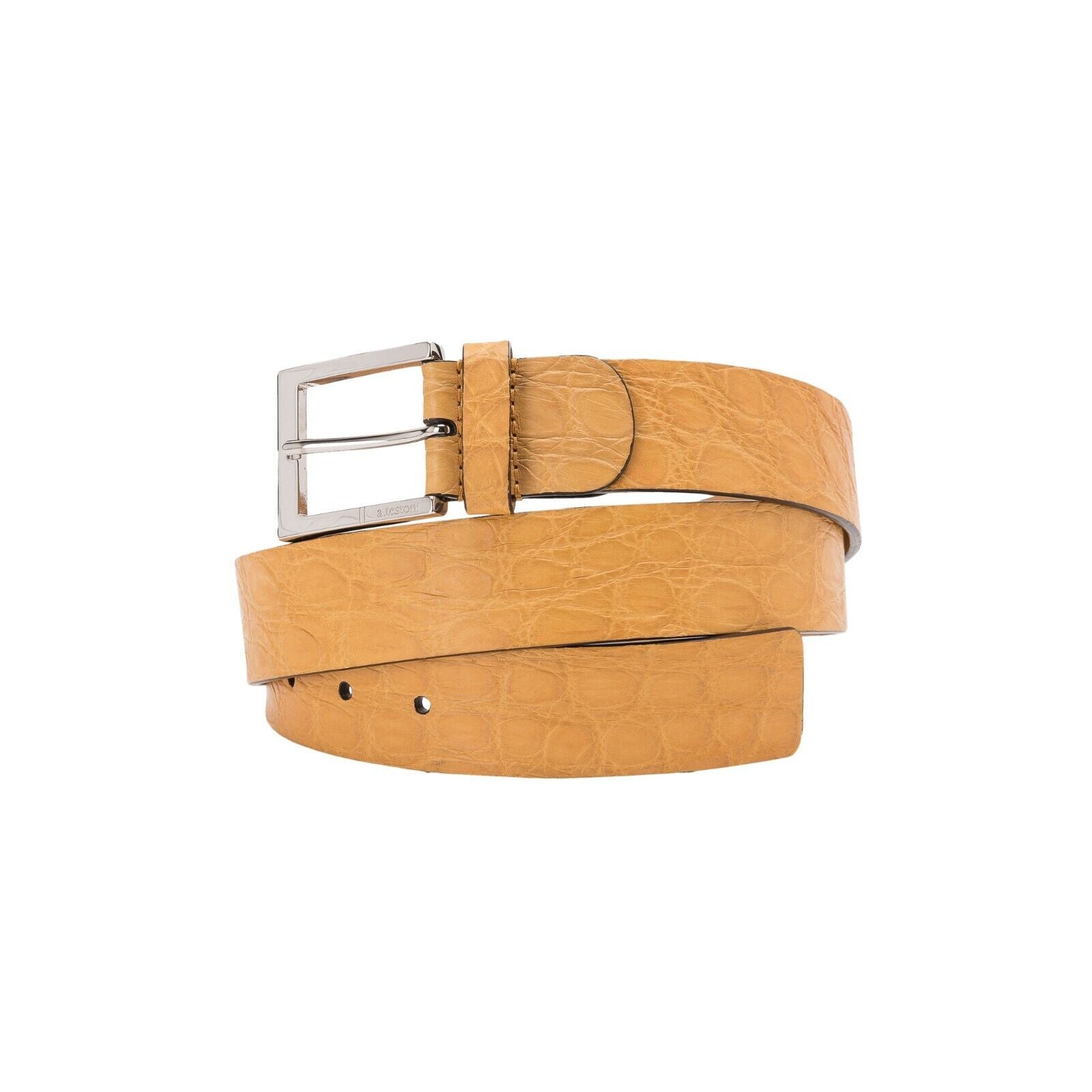 $1780 Testoni Bologna Amber Belt Genuine Crocodile Matt Size 100  ( M )