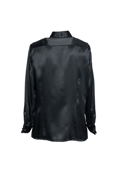 1600$ LUXURY ITALO FERRETTI Shirt Women Black 100% Silk COMO Size M BIJAN