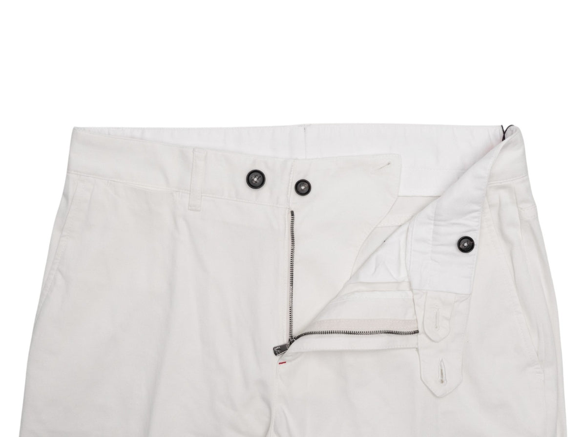 850$ ISAIA NAPOLI White 5 Pocket Chino Pant Cashmere Cotton Slim Fit