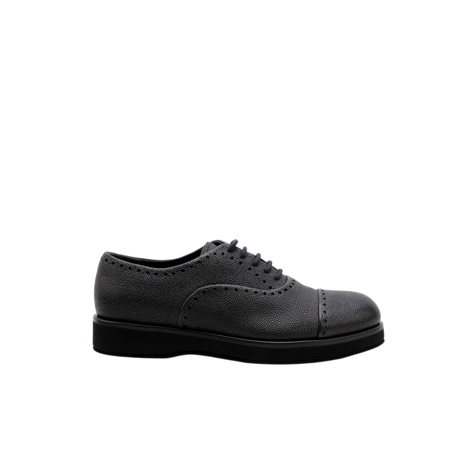 1120$ GIORGIO ARMANI Derby Shoes Brogue Black Grained Leather 5 UK  6 US  39 IT